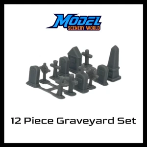 Graveyard Set (12pcs) Resin - HO Scale - Gray - Picture 1 of 6