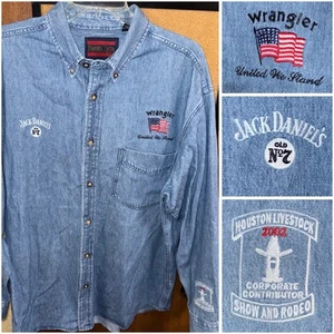 Camisa Vaquera Occidental Wrangler Jack Daniels Corporativa Whisky Talla L 2002 Rara - Imagen 1 de 11