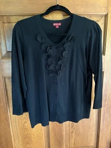 MERONA Embellished Black Lightweight Cardigan Women's Sz L FREE SHIPPING - Picture 1 of 12