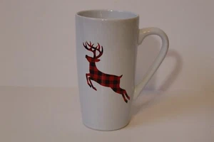 Holiday Time Red / Black Plaid Reindeer 18 oz Ceramic Coffee Mug - Picture 1 of 7