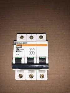 MERLIN GERIN M9 C60HC 10A 25728 10KA DREIPOLIG MCB SCHUTZSCHALTER BSEN 3871 - Bild 1 von 3