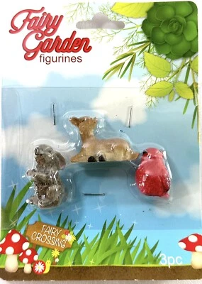 NIB Fairy Garden Figurines Miniature Animals Deer Rabbit Robin - Image 1 of 3