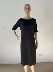 Ann Taylor schwarz Stretch Viskose Poly Midi Etuikleid 3/4 Ärmel Maschinenwäsche 4 - Bild 1 von 12