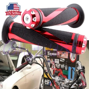 Red Motorcycle 7/8" Hand Grip Handle Bar Gel FitFor Kawasaki Ninja 500R 600R 650 - Picture 1 of 6