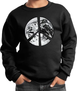 Buy Cool Shirts Kids Peace Sweatshirt Earth Satellite Symbol - Picture 1 of 13