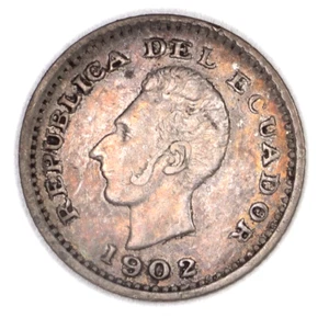 ECUADOR 1/2 Décimo de Sucre 1902 Lima - Argento Silver - Picture 1 of 2