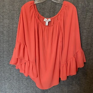 Joseph Ribkoff Blouse Womens 8 Coral Ruffle Asymmetrical Hem Flowy Tunic Top - Picture 1 of 8