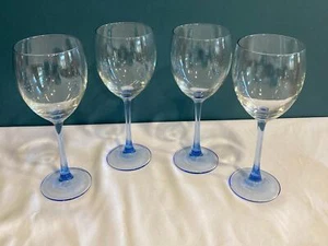 Vintage Luminarc Light Blue Stem Wine Glasses – Set of 4, Made in France - Picture 1 of 8