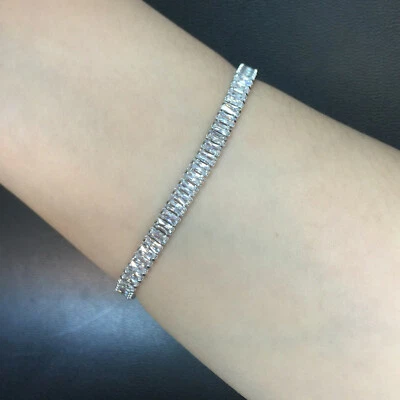 Bride Bracelet White Cubic Zirconia CZ White Gold Plated Tennis Bracelet Gift - Image 1 of 3