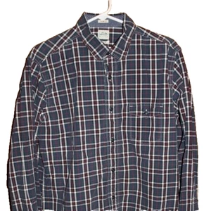 Camicia a quadri Lucky Brand uomo L slim fit manica lunga blu rossa e bianca con bottoni - Foto 1 di 10