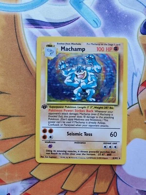 Machamp 1st Edition 8/102 Base Set Holo Rare Pokemon Card - TCG NM - LP - Image 1 of 2