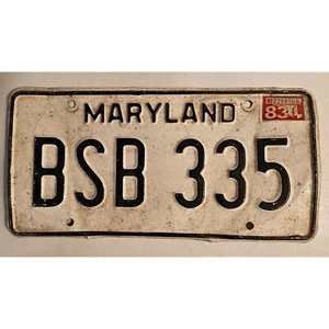 Collectable real metal license plate 1983 Maryland "BSB 335" - Picture 1 of 3