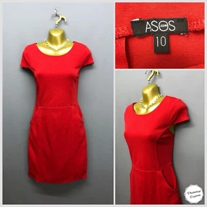 ASOS Red Smart Formal Sheath Dress UK 10 EUR 38 - Picture 1 of 13