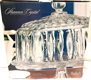 Shannon Crystal Cake pedestal w/ dome 4 in 1 Stratford LARGE HEAVY new NEW new - Picture 1 of 5