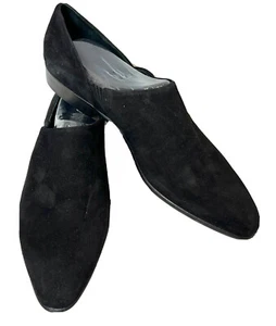 NEW Nickels Black Suede Pointed Toe Leather Loafers Made in Italy 12 B - Picture 1 of 5