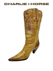 Lucchese Charlie 1 Horse Size 10 B Tan Western Cowboy Heel I-4565 Boots RARE - Picture 1 of 15