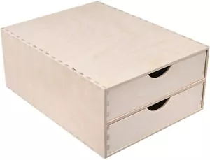 Creative Deco Schubladen-Box aus Sperrholz | 2 Schubladen | 33x25x13 (+/- 1 cm) - Bild 1 von 7