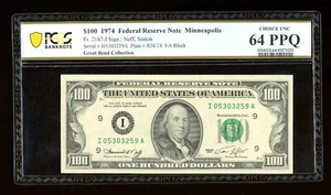 DBR 1974 $100 FRN Minneapolis Fr. 2167-I PCGS-B 64 PPQ Serial I05303259A - Picture 1 of 2