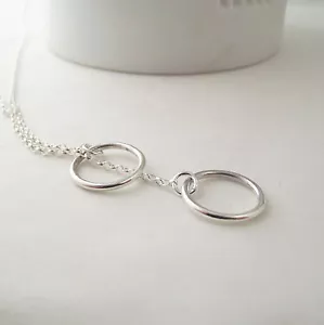 Sterling Silver Circle of Life Pendant Friendship Lariat Necklace 22 inch Chain - Afbeelding 1 van 12