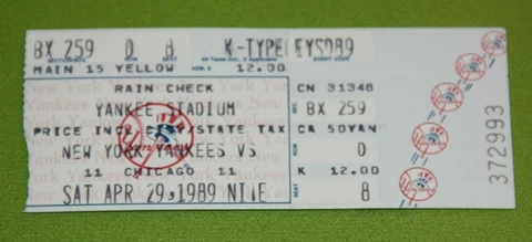 New York Yankees Ticket Stub | April 29 1989 | Rickey Henderson Cover