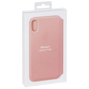 NEW Genuine Apple MRGF2ZM/A Leather Folio Case Cover for iPhone X Soft Pink - Picture 1 of 3