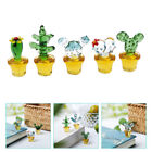 5 Pcs Kaktus Dekoration Soda-Kalk-Glas Büro Figuren Sammlerstücke