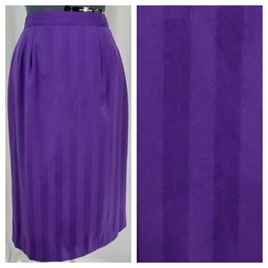 Vintage Worthington Purple on Purple Striped Pencil Skirt Size 8 - Picture 1 of 14