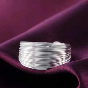 Anillo redondo ajustable de varias líneas de plata de ley 925 para mujer joyería de boda - Imagen 1 de 6