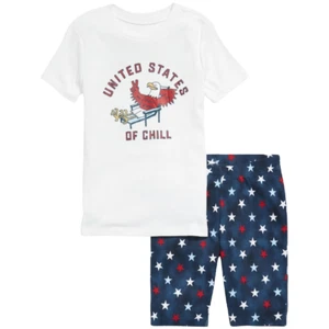 2pc Pajama Sets USA Top & Short Kids XL Eagle Summer Chill Snug-Fit Unisex NWT - Picture 1 of 4