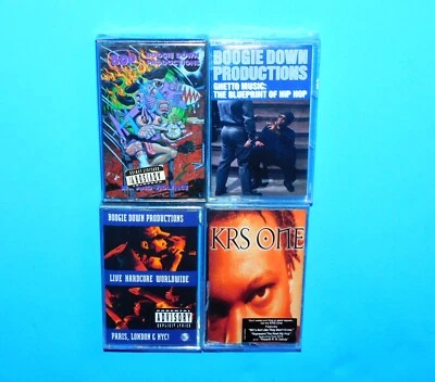 KRS-ONE+ BOOGIE DOWN PRODUCTIONS--4 SEALED CASSETTES--BLUEPRINT, LIVE HARCORE - Image 1 of 4