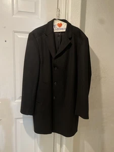 Men’s NWT Stafford Signature Regular Fit Wool Blend Black Overcoat Size 52R - Picture 1 of 10