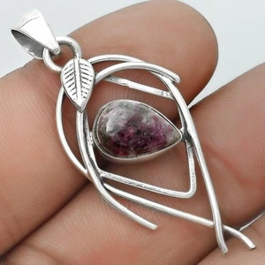 Joyería colgante de cuarzo turmalina natural de plata de ley 925 P-1504 - Imagen 1 de 5