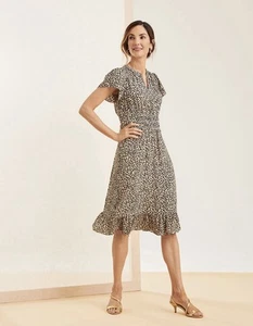 Talbots Leopard Print Flutter Sleeve Midi Dress Size 2 - Picture 1 of 10