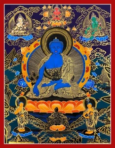 Handpainted Tibetan Chinese Medicine Thangka painting yoga Buddha Thanka Art 1 - Picture 1 of 6