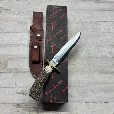 Stag Handle Bowie Knife Blackjack Classic Blades Model 1 7 USA Carbon Steel - Image 1 of 4