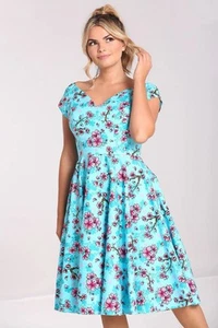 NUEVO Vestido Hell Bunny Louella Estampado Flor de Cerezo Talla 3XL AU/UK Talla 20 Nuevo con Etiquetas - Imagen 1 de 10