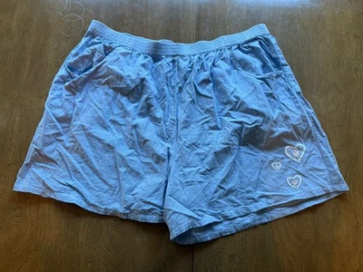 Fashion Bug Light Blue Pull On Elastic Waist Heart Shorts Plus Size 26/28W  - Image 1 of 4