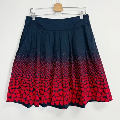 Falda Talbots Mujer 10 Azul Marino Rojo Aline Plisada Corazones Corazón Foto 1 de 4