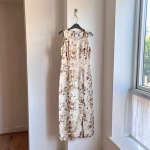 Vintage Laura Ashley Linen Silk Floral Dress 8 10 Minimalist Occasion Cottage - Picture 1 of 16