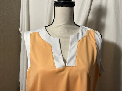 Camiseta sin mangas de golf Pebble Beach Dry Luxe Performance para mujer 2X naranja Foto 1 de 4