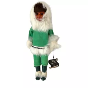 VINTAGE SOUVENIR CANADA ESKIMO DOLL REAL FUR BLM Fait A La Main - Picture 1 of 4