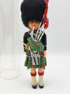 Antique Vintage celluloid Doll sleepy eyes Scottish guard High fur hat & bagpipe - Picture 1 of 10