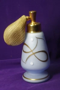 DEVILBISS PERFUME BOTTLE Atomizer Light Blue Satin Glass Hand Painted - Picture 1 of 1