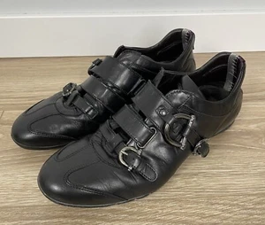 CESARE PACIOTTI Men buckle strap black leather plai toe shoes size 6 US7 EUR 40 - Picture 1 of 9