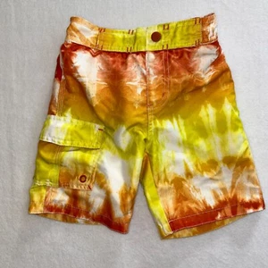 Gymboree Boys 3T Swim Trunk Orange Yellow Tie Dye Summer Beach - Picture 1 of 4