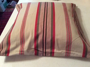 Pillow Cover Restoration Hardware 100% cotton Made In USA Stripes Tan Red Brown  - Picture 1 of 9