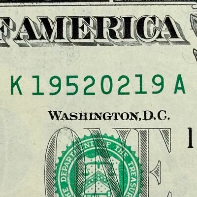 1952 February 19th Birthday Dollar Anniversary Dollar Fancy Serial Number - Image 1 of 3