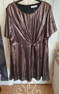 Oasis Party Dress Size 18 BNWT RRP £50 Bronze Short Length Disco - Picture 1 of 14