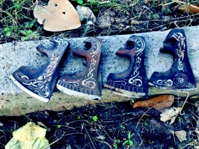 MDM LOT OF 4 x CUSTOM HANDMADE FORGED RUSSIAN STYLE HATCHET AXE BLANK BLADE AX