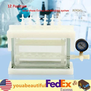 12 Position solid phase extraction vacuum SPE manifold e For Lab areas USA - Imagen 1 de 14